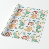 Schattige dinosaurus cadeaupapier (Uitgerold)