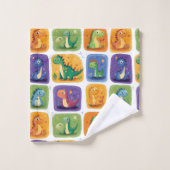 Schattige Dinosaurus Collage Pattern – Leuke & Spe Bad Handdoek (Wasdoekje)
