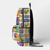 Schattige Dinosaurus Collage Pattern – Leuke & Spe Bedrukte Rugzak (Rechts)