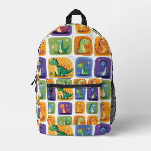 Schattige Dinosaurus Collage Pattern – Leuke & Spe Bedrukte Rugzak