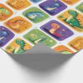 Schattige Dinosaurus Collage Pattern – Leuke & Spe Cadeaupapier (Hoek)