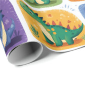 Schattige Dinosaurus Collage Pattern – Leuke & Spe Cadeaupapier (Rol Hoek)