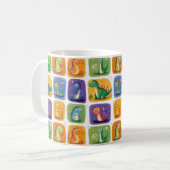 Schattige Dinosaurus Collage Pattern – Leuke & Spe Koffiemok (Voorkant links)