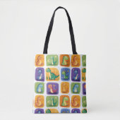 Schattige Dinosaurus Collage Pattern – Leuke & Spe Tote Bag (Voorkant)