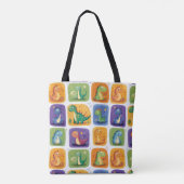 Schattige Dinosaurus Collage Pattern – Leuke & Spe Tote Bag (Achterkant)