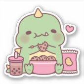 Schattige dinosaurus die koekjes eet sticker (Voorkant)