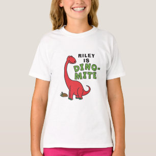 Schattige Dinosaurus Dino-Mite aangepast ontwerp T-shirt