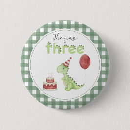 Schattige Dinosaurus Drie-rex Verjaardag Ronde Button 5,7 Cm