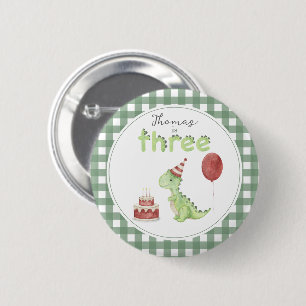 Schattige Dinosaurus Drie-rex Verjaardag Ronde Button 5,7 Cm