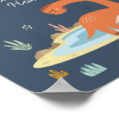 Schattige dinosaurus Drink teken Poster (Hoek)