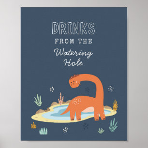 Schattige dinosaurus Drink teken Poster