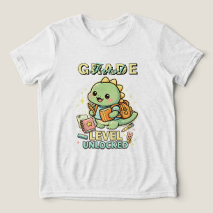 Schattige Dinosaurus Eerste Leerjaar Vrijgespeeld Tri-Blend Shirt