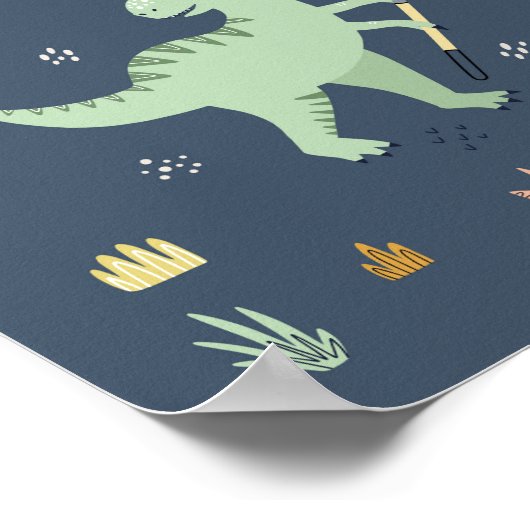 Schattige dinosaurus graven teken poster (Hoek)