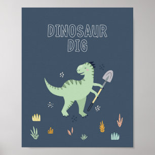 Schattige dinosaurus graven teken poster
