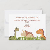 Schattige Dinosaurus Groene Verjaardagsfeest Dank Bedankkaart (Achterkant)