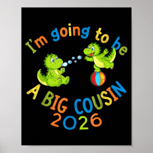 Schattige dinosaurus grote neef 2026 zwangerschaps poster