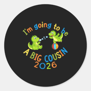 Schattige dinosaurus grote neef 2026 zwangerschaps ronde sticker