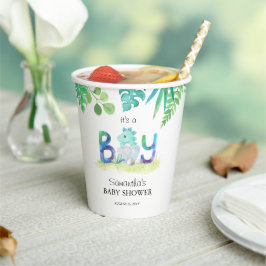 Schattige dinosaurus 'Het is een jongen' baby show Papieren Bekers