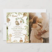 Schattige dinosaurus 'Het is een tweeling' baby sh Kaart (Voorkant)