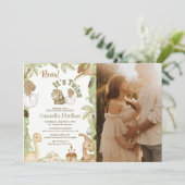 Schattige dinosaurus 'Het is een tweeling' baby sh Kaart (Staand voorkant)