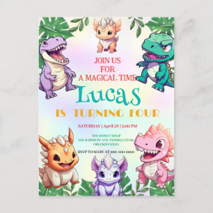 Schattige dinosaurus jungle Schoolkinderen Verjaar Briefkaart