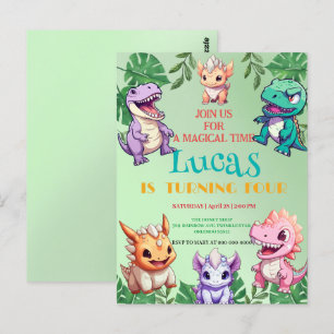 Schattige dinosaurus jungle schoolkinderen verjaar briefkaart