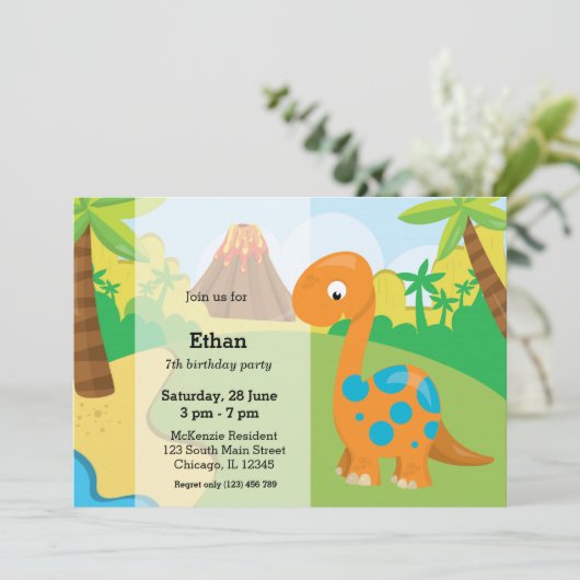 Schattige dinosaurus kaart (Staand voorkant)