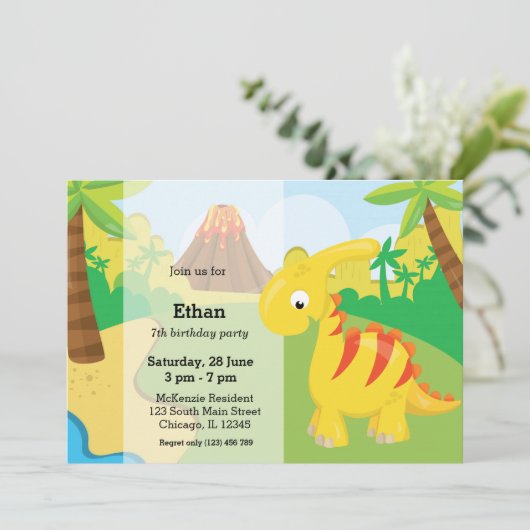 Schattige dinosaurus kaart (Staand voorkant)