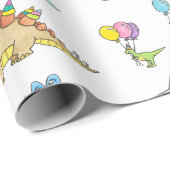 Schattige dinosaurus kinderverjaardag cadeaupapier (Rol Hoek)