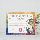 Schattige dinosaurus kleuterschool diploma certifi (Staand voorkant)
