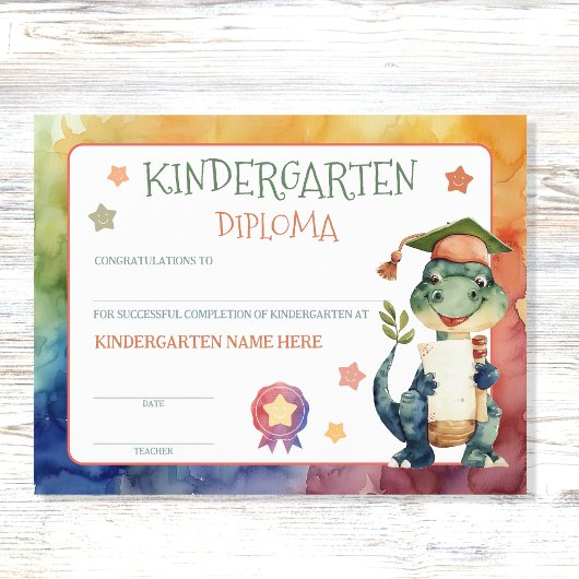Schattige dinosaurus kleuterschool diploma certifi
