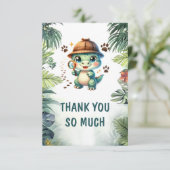 Schattige Dinosaurus Koel Dino Baby Jongen Feestje Bedankkaart (Staand voorkant)