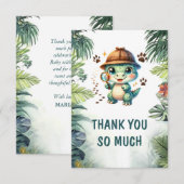 Schattige Dinosaurus Koel Dino Baby Jongen Feestje Bedankkaart (Voorkant / Achterkant)