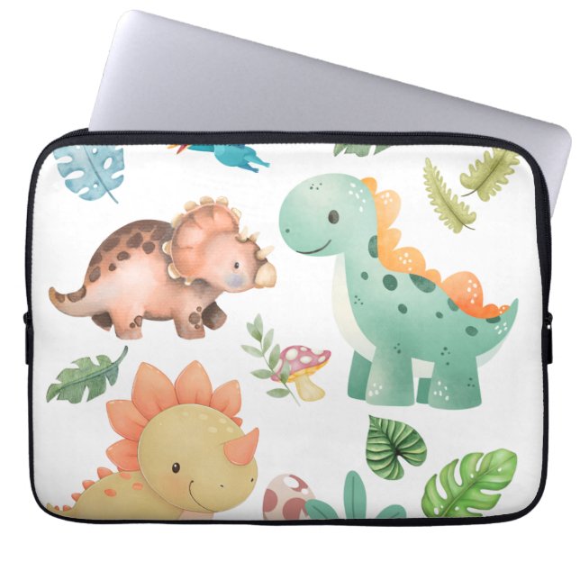 Schattige dinosaurus laptop sleeve (Voorkant)