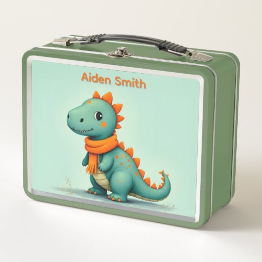 Schattige dinosaurus met een oranje sjaal (Voorkant)