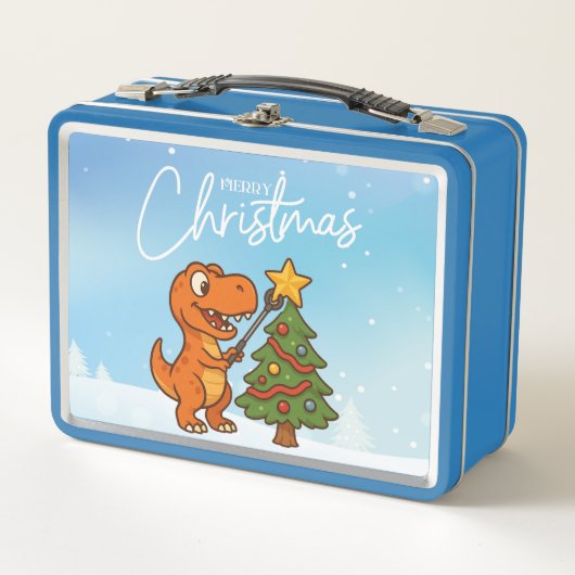 Schattige dinosaurus met kerstboom (Voorkant)