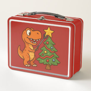 Schattige dinosaurus met kerstboom