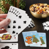 Schattige dinosaurus met kerstboom pokerkaarten (Insitu)