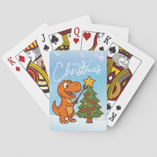 Schattige dinosaurus met kerstboom pokerkaarten (Achterkant)