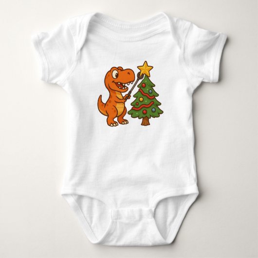 Schattige dinosaurus met kerstboom romper (Voorkant)