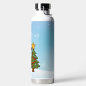 Schattige dinosaurus met kerstboom waterfles (Links)