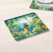 Schattige Dinosaurus Papier Onderzetter (Schuin)