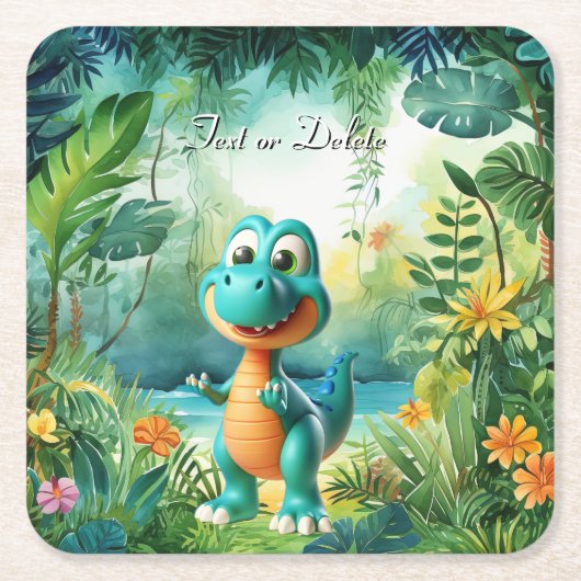 Schattige Dinosaurus Papier Onderzetter (Voorkant)