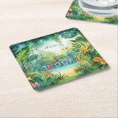Schattige Dinosaurus Papier Onderzetter (Schuin)