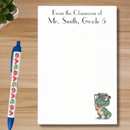 Schattige dinosaurus & potlood,lerarenwaardering,a post-it® notes