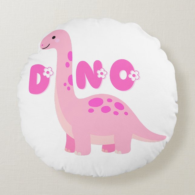 Schattige dinosaurus 🦕  rond kussen (Voorkant)