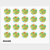 Schattige dinosaurus ronde sticker (Vel)