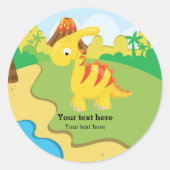 Schattige dinosaurus ronde sticker (Voorkant)