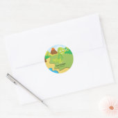 Schattige dinosaurus ronde sticker (Envelop)