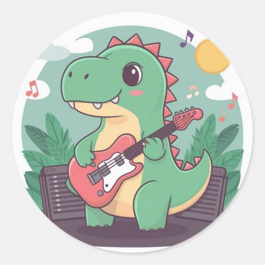 schattige dinosaurus ronde sticker (Voorkant)